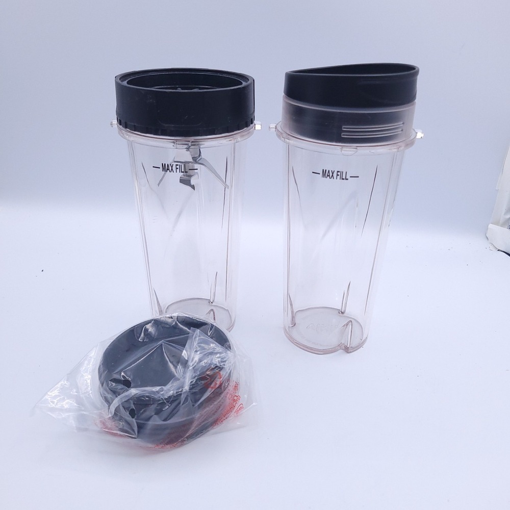 Ninja Blender Juicer Replacement Blade Cup 16oz And Two Lids Fits Several Units